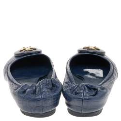 Pre Owned Tory Burch Blue Leather Ballet Flats Size 36.5