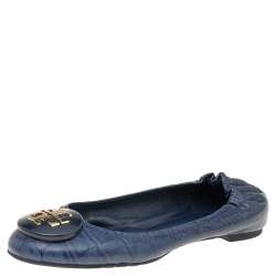 Tory Burch Blue Leather Ballet Flats Size 36.5