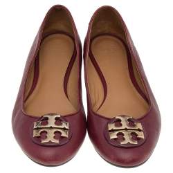 Tory Burch Burgundy Leather Ballet Flats Size 39.5