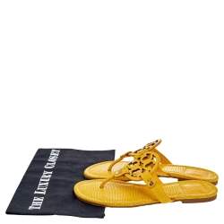 Pre Owned Tory Burch Yellow Leather Thong Flat Sandals Size 37.5