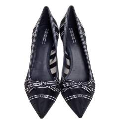 مملوكة مسبقًا Tory Burch Black Penelope Mesh Pointed-Toe Pumps Size 39
