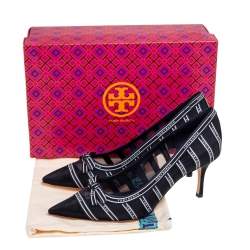 مملوكة مسبقًا Tory Burch Black Penelope Mesh Pointed-Toe Pumps Size 39