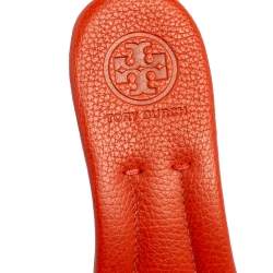 مملوكة مسبقًا صندل سلايد توري برش كعب روكي باتي جلد برتقالي مقاس 37.5