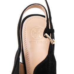 Pre Owned Tory Burch Black Suede  Espadrille Platform Ankle Strap Sandals Size 39