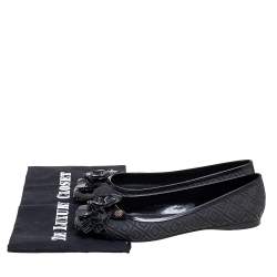 مملوكة مسبقًا Tory Burch Black Jelly Blossom Ballet Flats Size 39.5
