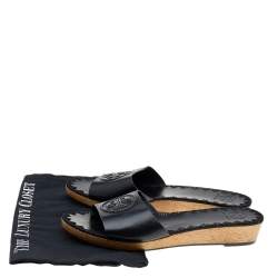 Pre Owned Tory Burch Black Leather Aerin Slide Sandals Size 39.5