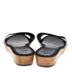 Pre Owned Tory Burch Black Leather Aerin Slide Sandals Size 39.5