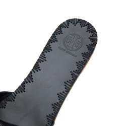 Pre Owned Tory Burch Black Leather Aerin Slide Sandals Size 39.5