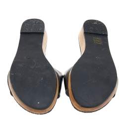 Pre Owned Tory Burch Black Leather Aerin Slide Sandals Size 39.5