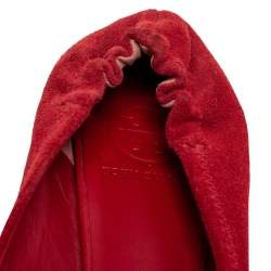 Pre Owned Tory Burch Red Suede Minnie Scrunch Ballet Flats Size 39