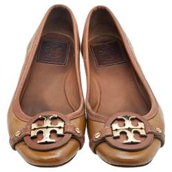 Tory Burch Brown Patent Leather Reva Ballet Flats Size 36