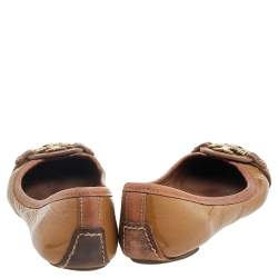 Tory Burch Brown Patent Leather Reva Ballet Flats Size 36
