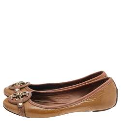 Tory Burch Brown Patent Leather Reva Ballet Flats Size 36