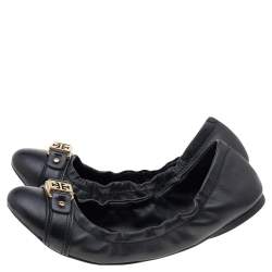 Pre Owned Tory Burch Black Leather Slip on Flats Size 39