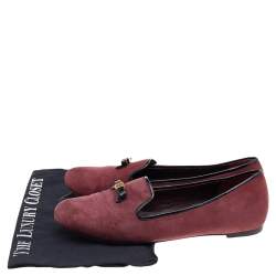 Tory Burch Burgundy Suede Smoking Slippers Size 38.5