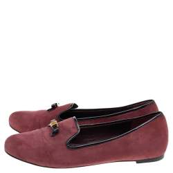 Tory Burch Burgundy Suede Smoking Slippers Size 38.5