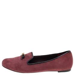 Tory Burch Burgundy Suede Smoking Slippers Size 38.5