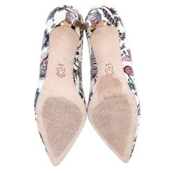 مملوكة مسبقًا Tory Burch Multicolor Print Leather Happy Times Elana Pumps Size 38
