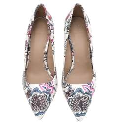 مملوكة مسبقًا Tory Burch Multicolor Print Leather Happy Times Elana Pumps Size 38