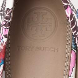 مملوكة مسبقًا Tory Burch Multicolor Print Leather Happy Times Elana Pumps Size 38