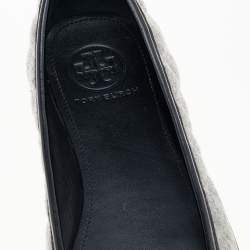 Tory Burch Grey Wool And Patent Leather Flats Size 37.5