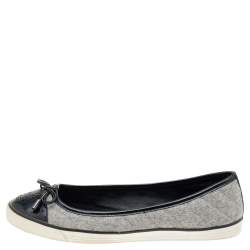 Tory Burch Grey Wool And Patent Leather Flats Size 37.5