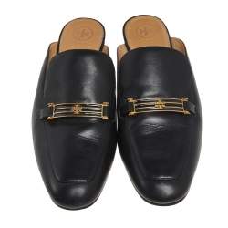 Pre Owned صندل سلايد توري برش أميليا جلد أسود مقاس 40