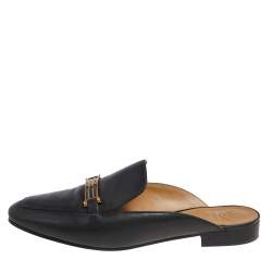 Pre Owned صندل سلايد توري برش أميليا جلد أسود مقاس 40