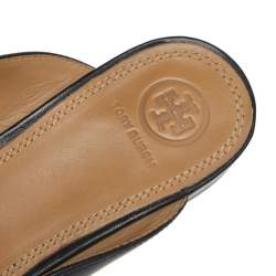 Pre Owned صندل سلايد توري برش أميليا جلد أسود مقاس 40