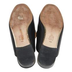 Pre Owned صندل سلايد توري برش أميليا جلد أسود مقاس 40