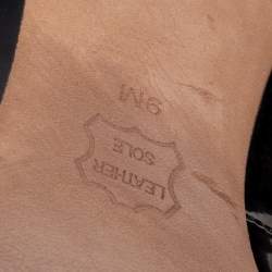 Pre Owned Tory Burch Black Patent Leather Raleigh Buckle Block Heel Pumps Size 39.5