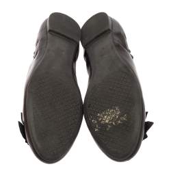 Pre Owned Tory Burch Black Leather Blossom Ballet Flats Size 38.5