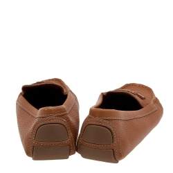 Pre Owned Tory Burch Brown Leather Slip On Loafers Size 38.5