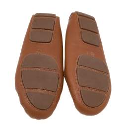 Pre Owned Tory Burch Brown Leather Slip On Loafers Size 38.5