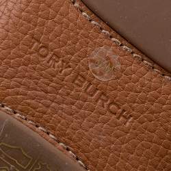 Pre Owned Tory Burch Brown Leather Slip On Loafers Size 38.5