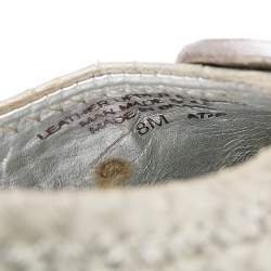 Tory Burch Silver Python Embossed Leather Reva Ballet Flats Size 38.5