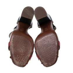 مملوكة مسبقًا Tory Burch Multicolor  Suede And Leather Block Heel Ankle Strap Sandals Size 38