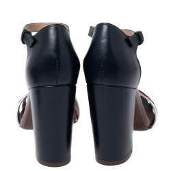 مملوكة مسبقًا Tory Burch Multicolor  Suede And Leather Block Heel Ankle Strap Sandals Size 38