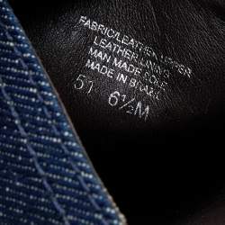 Pre Owned Tory Burch Blue Denim Studded Wedges Mules Size 37