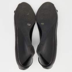 Pre Owned حذاء كعب عالي توري برش أماندا جلد أسود نعل روكي مقدمة مفتوحة مقاس 37.5