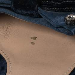 Pre Owned صندل سلايد توري برش ساتان أزرق كحلي مزخرف مقاس 38