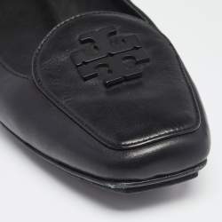 Pre Owned حذاء فلات باليه  توري برش روبي  جلد أسود مبطن بشعار مقاس 39