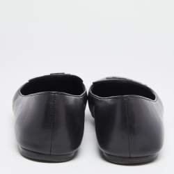 Pre Owned حذاء فلات باليه  توري برش روبي  جلد أسود مبطن بشعار مقاس 39