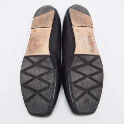 Pre Owned حذاء فلات باليه  توري برش روبي  جلد أسود مبطن بشعار مقاس 39