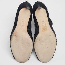 Pre Owned Tory Burch Black Suede Leyla Peep Toe Ankle Boots Size 39.5