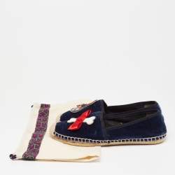 Pre Owned Tory Burch Blue Velvet Beacher Espadrille Flats Size Size 39