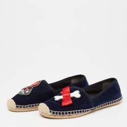 Pre Owned Tory Burch Blue Velvet Beacher Espadrille Flats Size Size 39