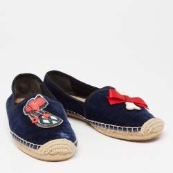 Pre Owned Tory Burch Blue Velvet Beacher Espadrille Flats Size Size 39