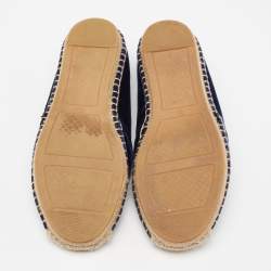 Pre Owned Tory Burch Blue Velvet Beacher Espadrille Flats Size Size 39