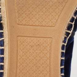 Pre Owned Tory Burch Blue Velvet Beacher Espadrille Flats Size Size 39